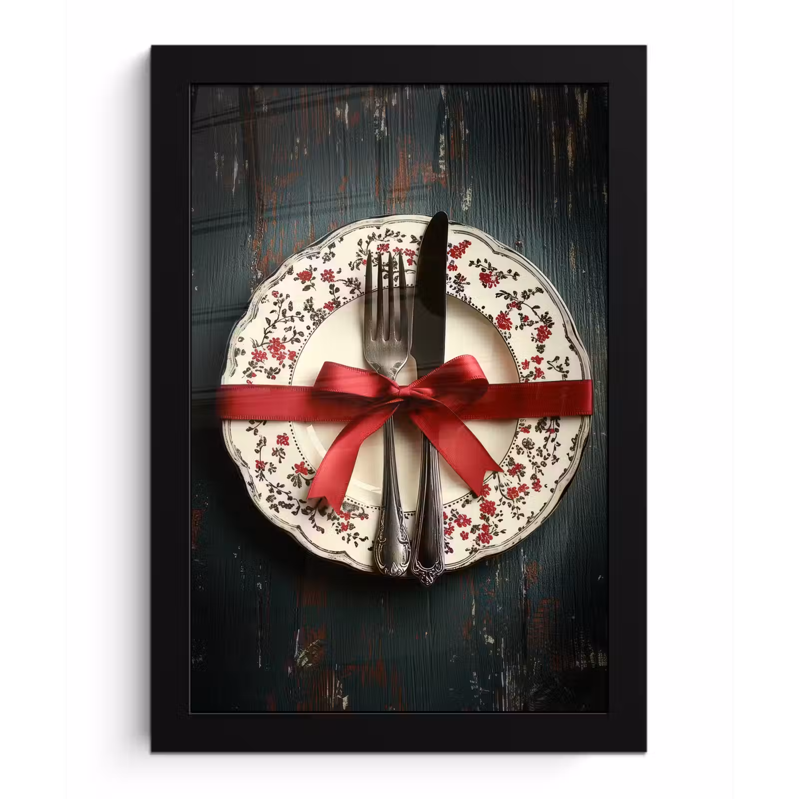 Poster met lijst - Rood - Strik - Bestek — 1