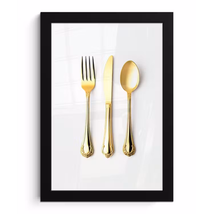 Poster met lijst - Bestek - Goud — 1
