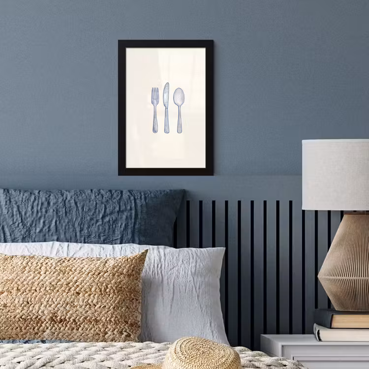 Poster met lijst - Blauw - Bestek - Lijn — 3