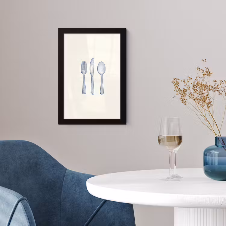 Poster met lijst - Blauw - Bestek - Lijn — 4