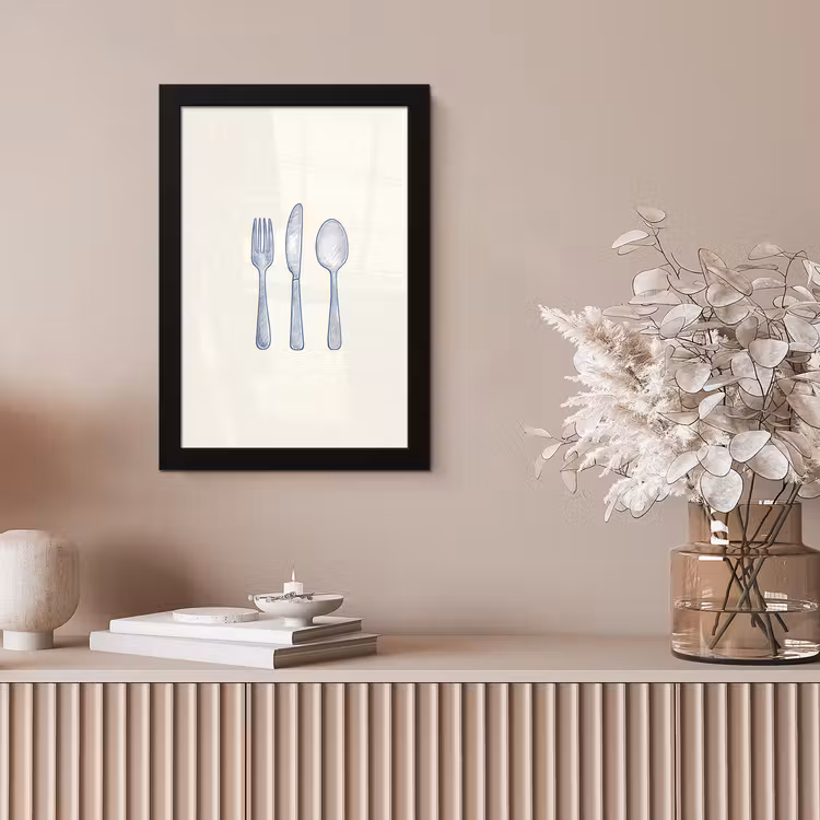 Poster met lijst - Blauw - Bestek - Lijn — 5