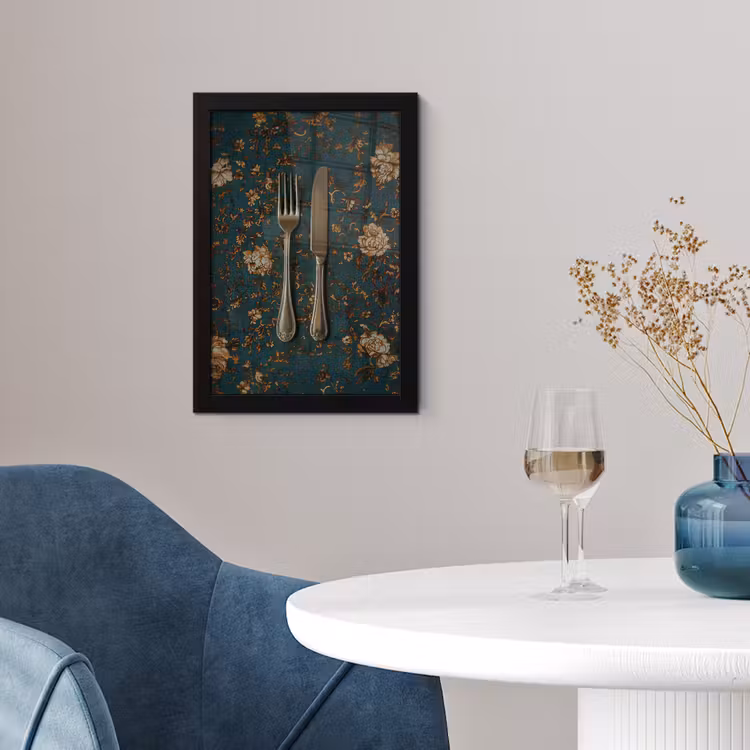 Poster met lijst - Bloemen - Goud - Bestek — 4
