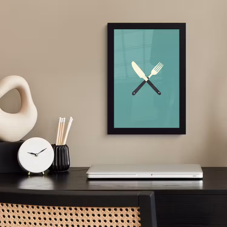 Poster met lijst - Illustratie - Blauw - Bestek — 2