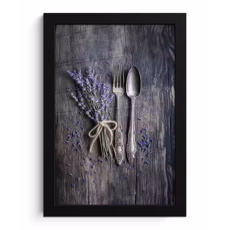 Poster met lijst - Lavendel - Lepel - Vork — 1