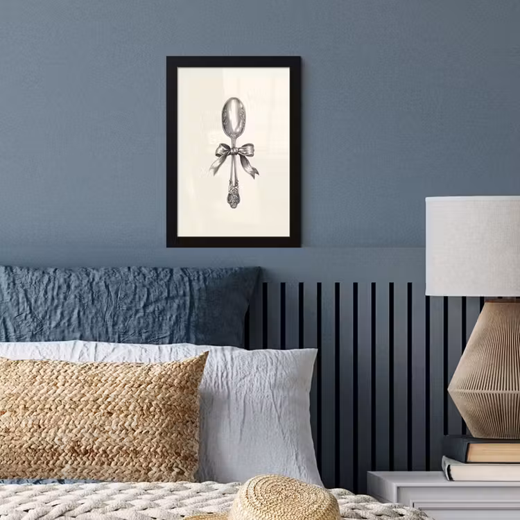 Poster met lijst - Lepel - Strik - Grijs — 3