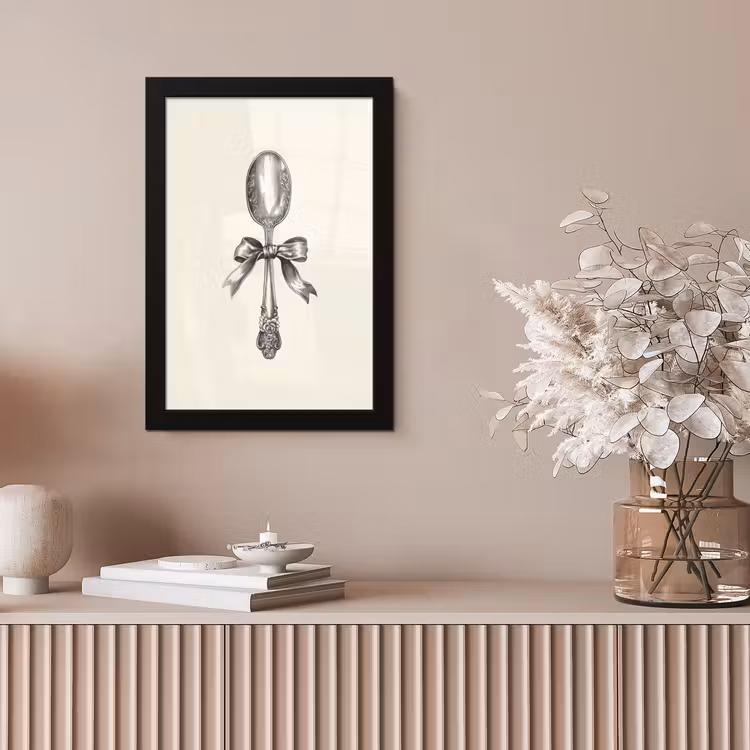 Poster met lijst - Lepel - Strik - Grijs — 5