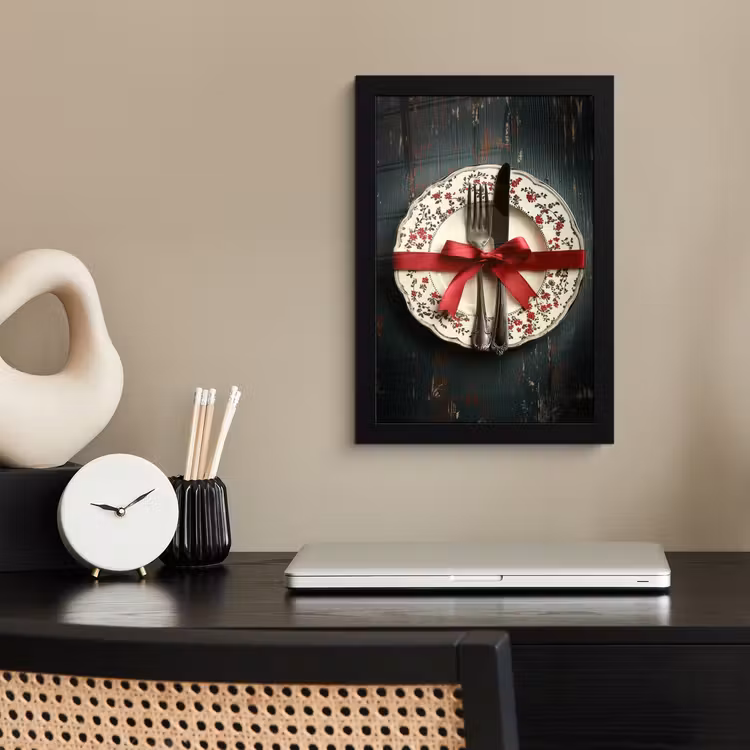 Poster met lijst - Rood - Strik - Bestek — 2