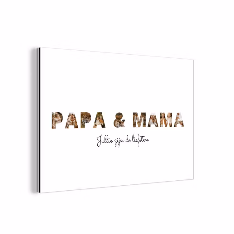 Aluminium schilderij - Papa & Mama - Lettercollage — 1