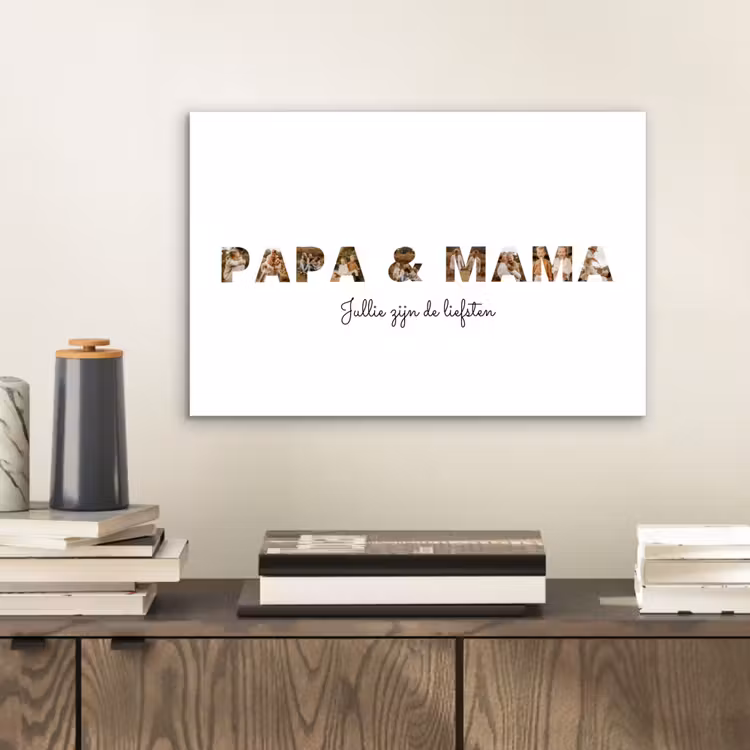 Aluminium schilderij - Papa & Mama - Lettercollage — 2