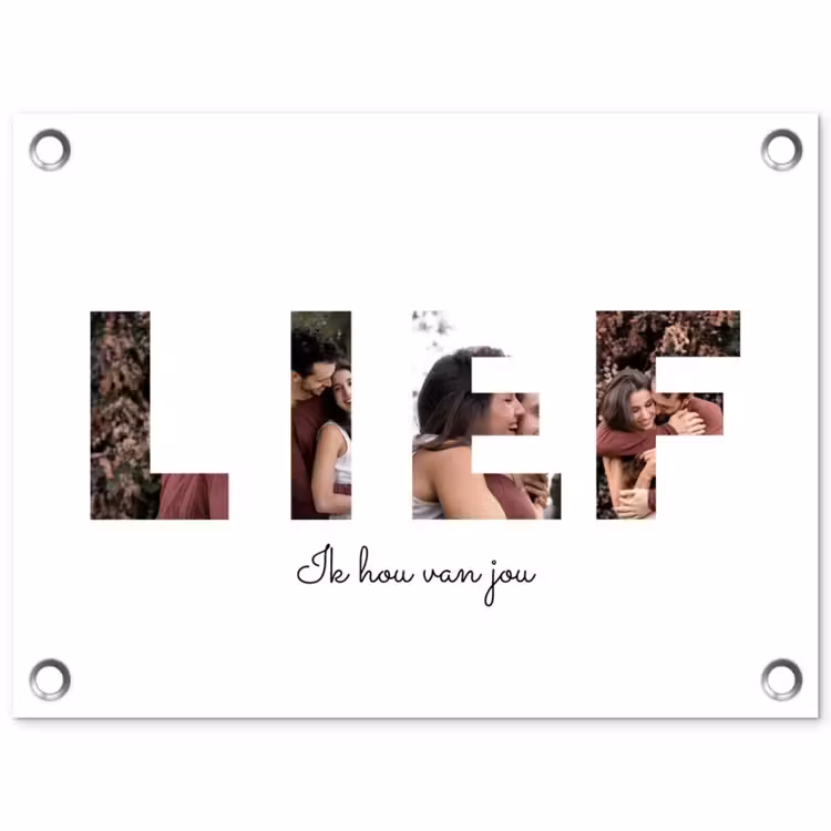 Gepersonaliseerde tuinposter - Lief - Lettercollage — 1