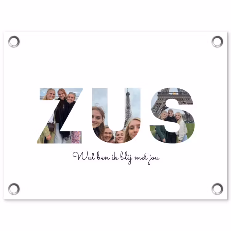 Gepersonaliseerde tuinposter - Zus - Lettercollage — 1