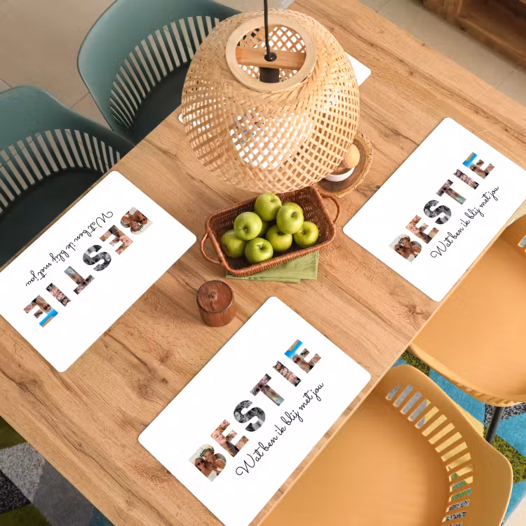 Gepersonaliseerde placemat - 6 stuks - Bestie - Lettercollage — 6