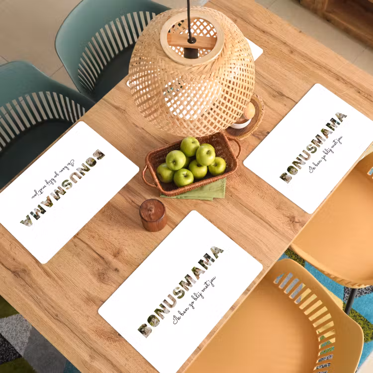 Gepersonaliseerde placemat - 6 stuks - Bonusmama - Lettercollage — 6