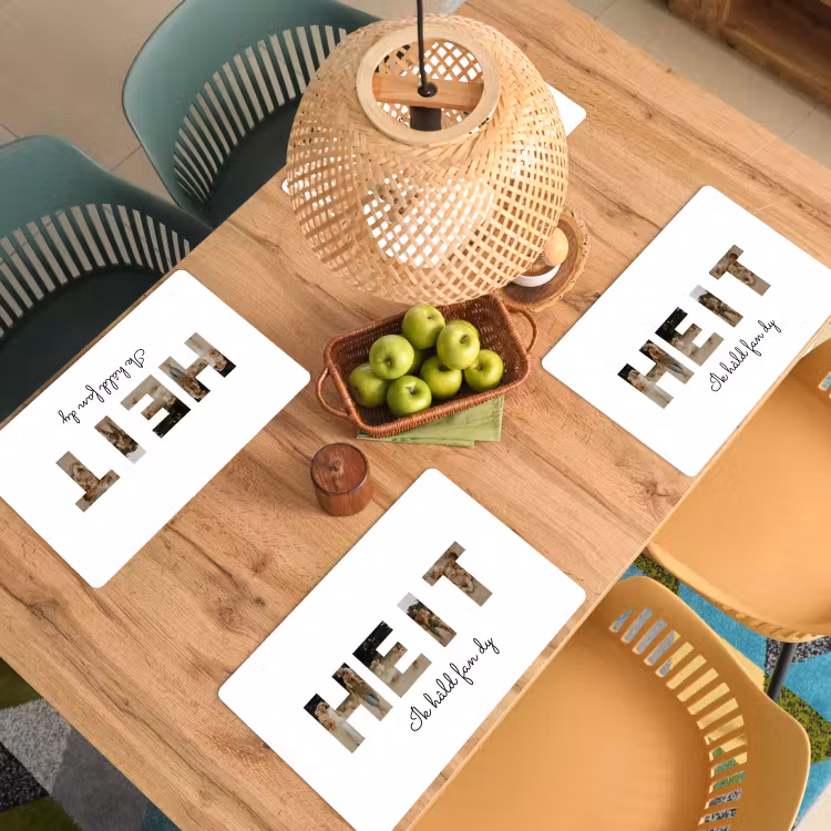 Gepersonaliseerde placemat - 6 stuks - Heit - Lettercollage — 6
