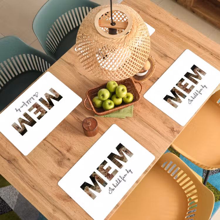 Gepersonaliseerde placemat - 6 stuks - Mem - Lettercollage — 6
