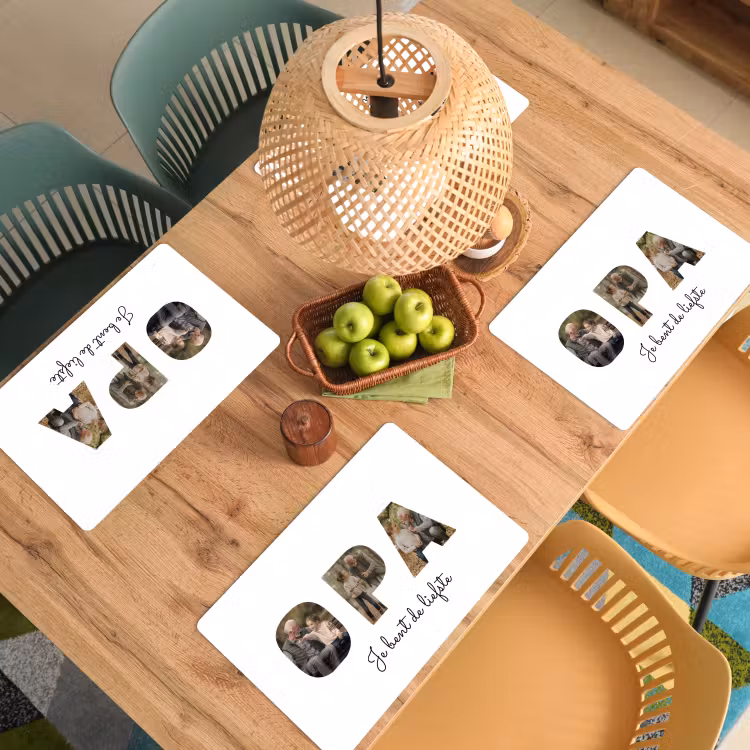 Gepersonaliseerde placemat - 6 stuks - Opa - Lettercollage — 6