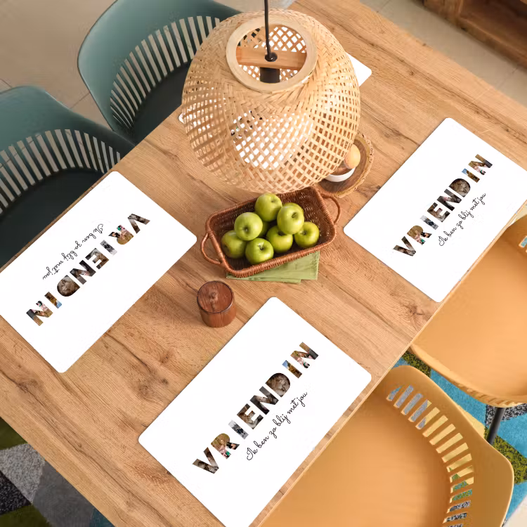 Gepersonaliseerde placemat - 6 stuks - Vriendin - Lettercollage — 6