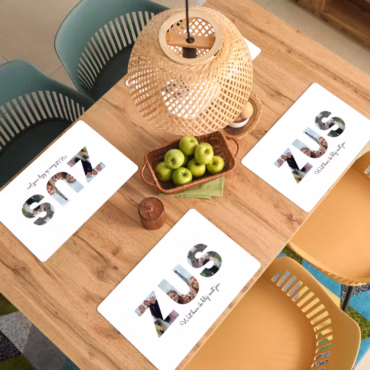 Gepersonaliseerde placemat - 6 stuks - Zus - Lettercollage — 6