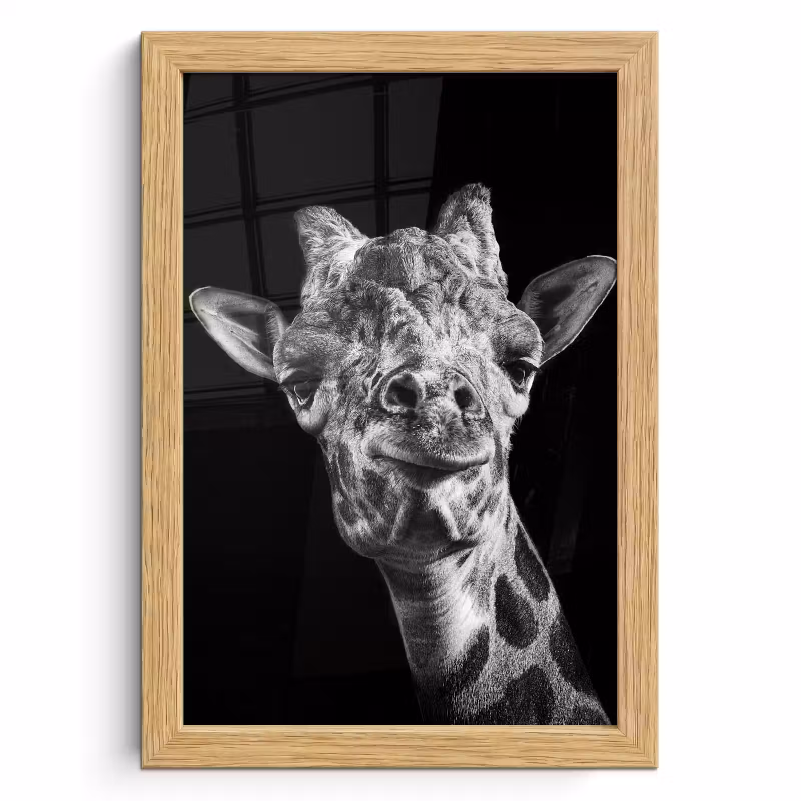 Poster met lijst - Giraffe - Dier - Zwart - Wit — 1