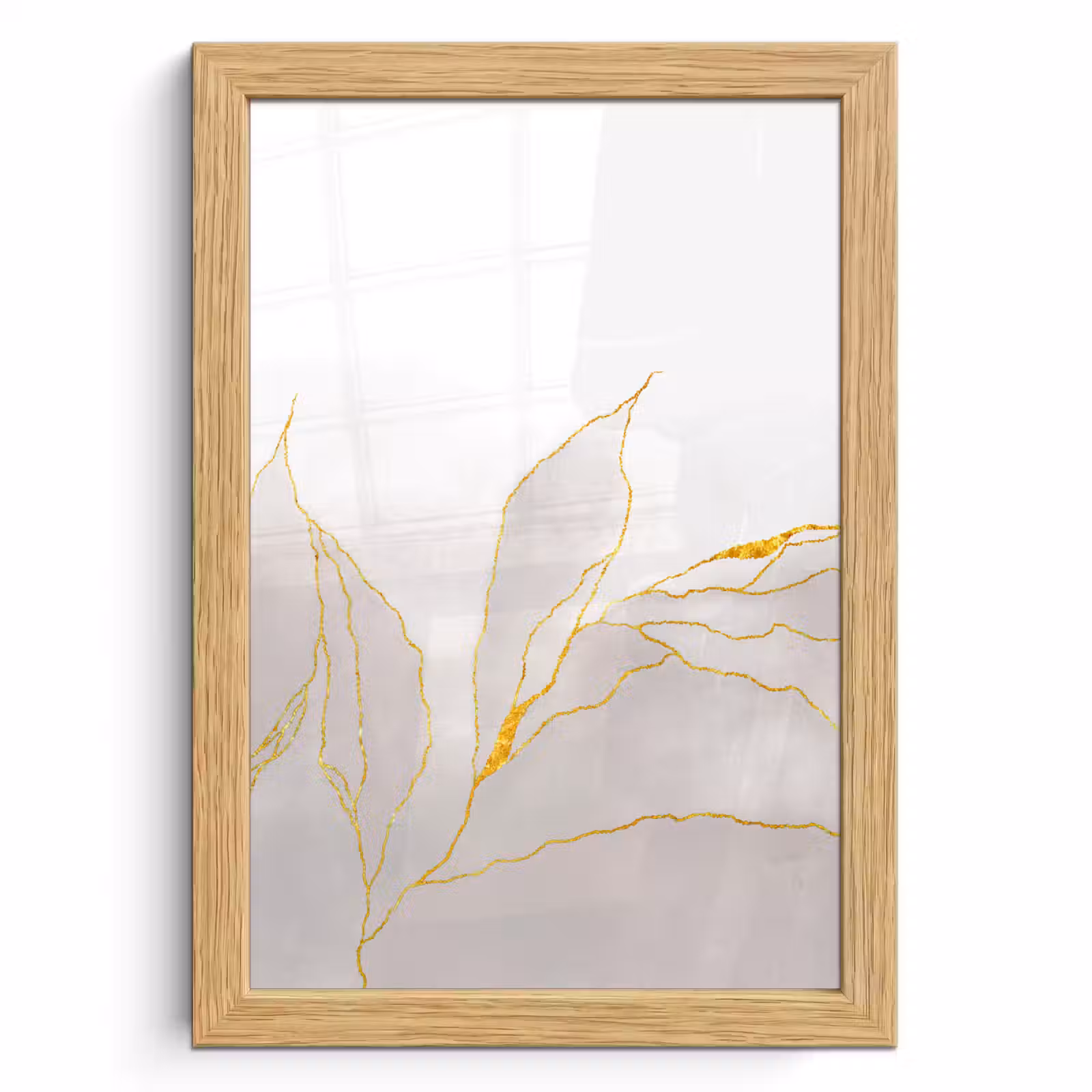 Poster met lijst - Marmerlook - Grijs - Goud - Chic - Marmer — 1