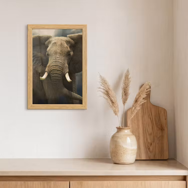Poster met lijst - Afrikaanse olifant tegen de donkere wolken — 3