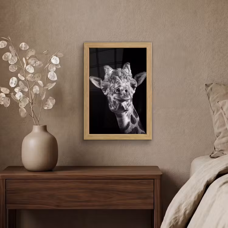 Poster met lijst - Giraffe - Dier - Zwart - Wit — 4