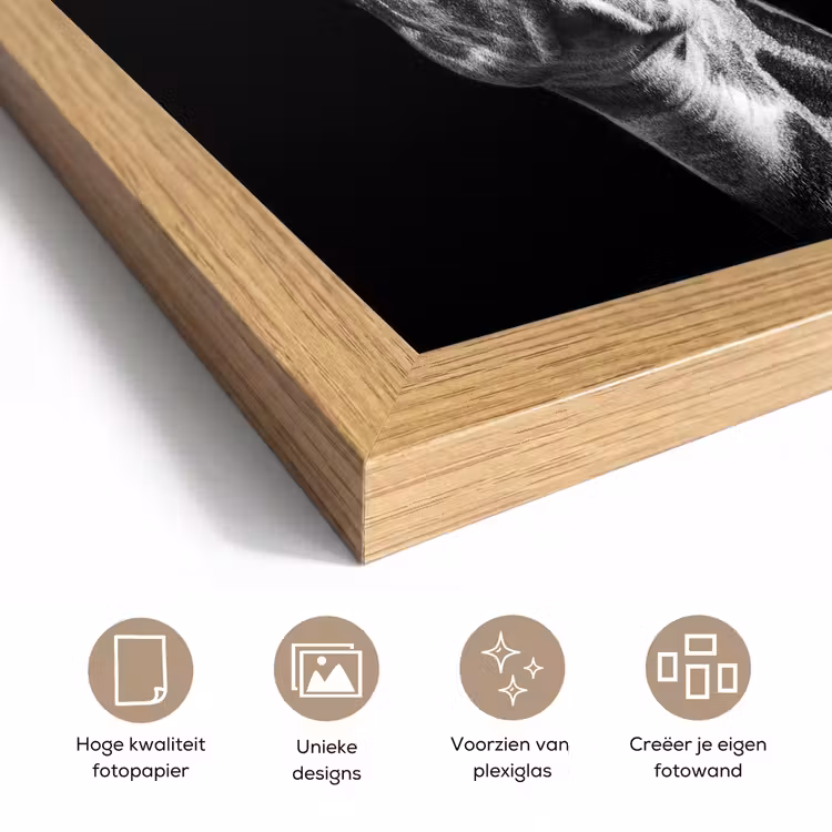 Poster met lijst - Giraffe - Dier - Zwart - Wit — 6