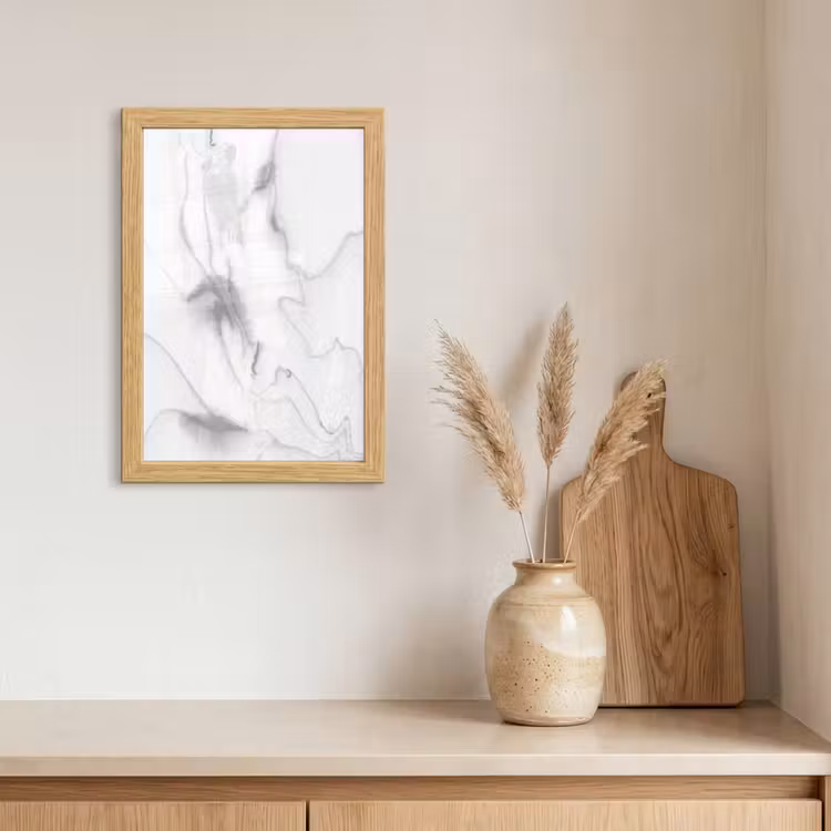 Poster met lijst - Marmer - Grijs - Wit - Abstract - Marmerlook — 3