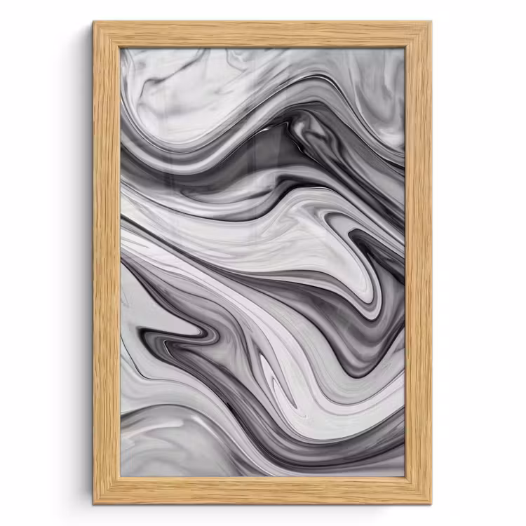 Poster met lijst - Marmer - Patronen - Grijs - Marmerlook - Zwart — 1