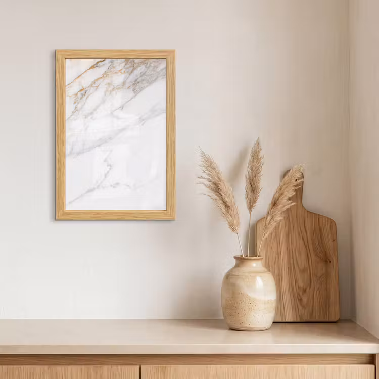 Poster met lijst - Marmer - Steen - Wit - Goud - Marmerlook - Steen - Luxe — 3