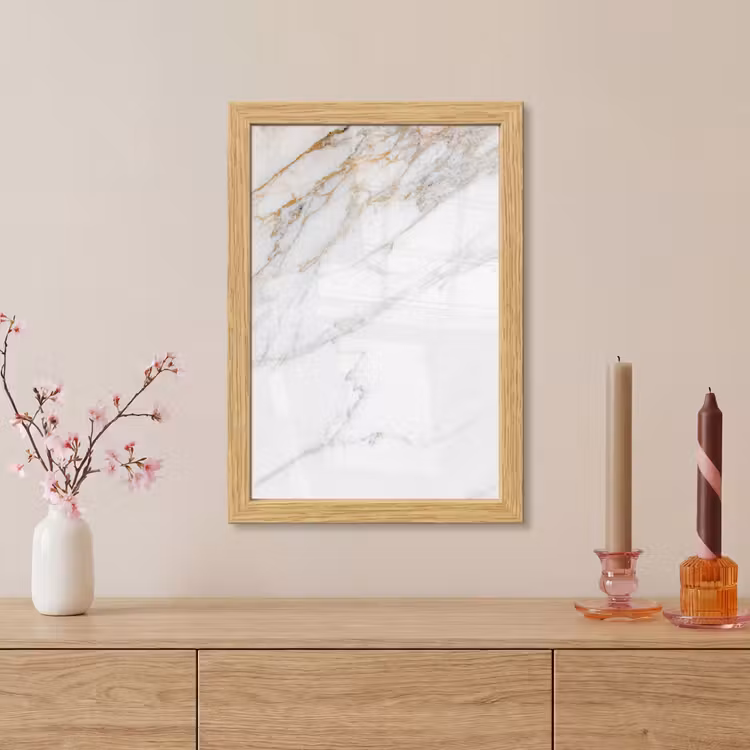 Poster met lijst - Marmer - Steen - Wit - Goud - Marmerlook - Steen - Luxe — 5
