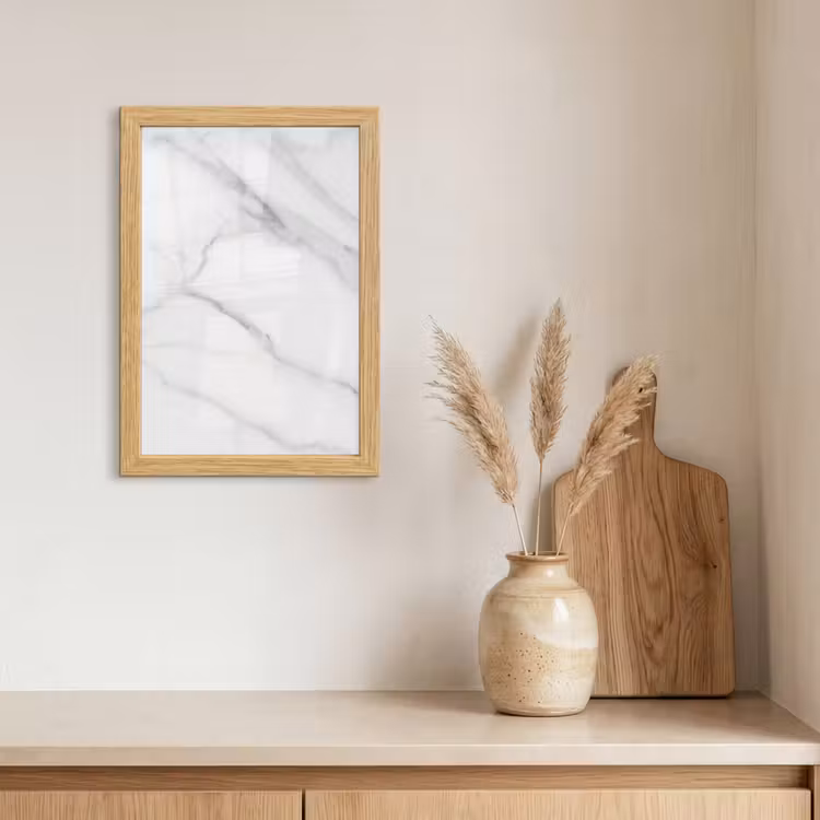 Poster met lijst - Marmer - Structuur - Wit - Grijs - Steen - Marmerlook — 3