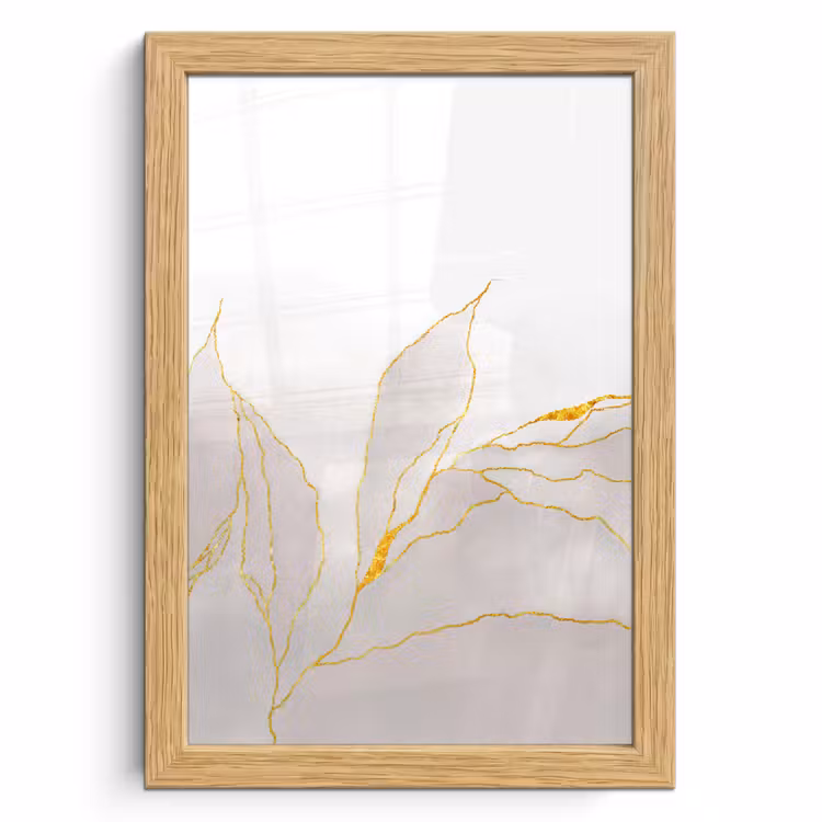 Poster met lijst - Marmerlook - Grijs - Goud - Chic - Marmer — 1