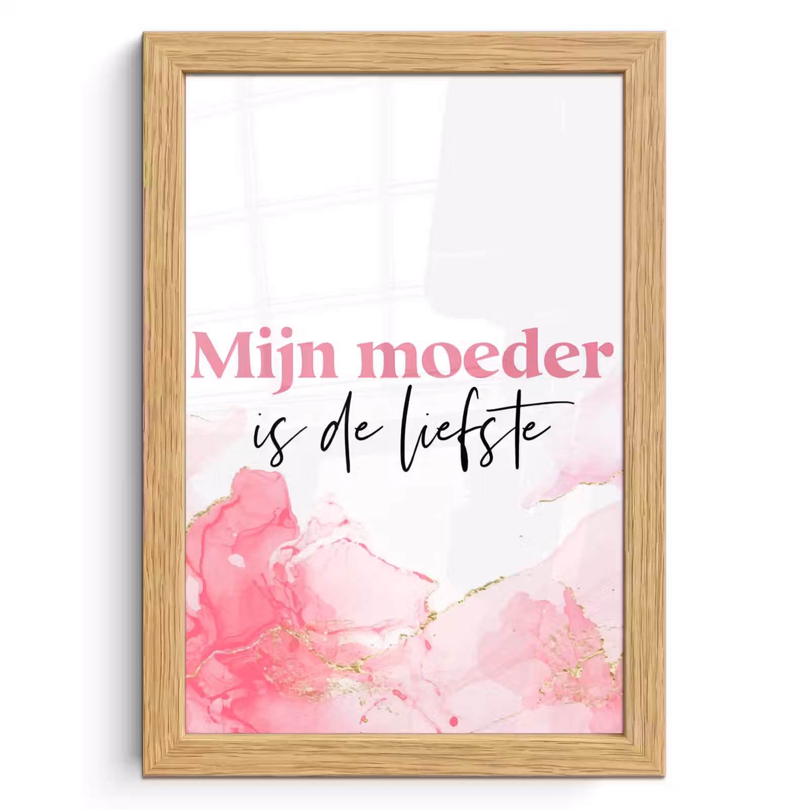 Poster met lijst - Quote - Mama - Mijn moeder is de liefste - Roze — 1