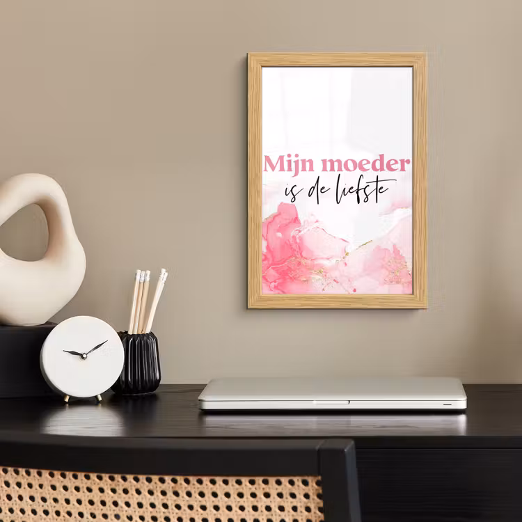 Poster met lijst - Quote - Mama - Mijn moeder is de liefste - Roze — 2