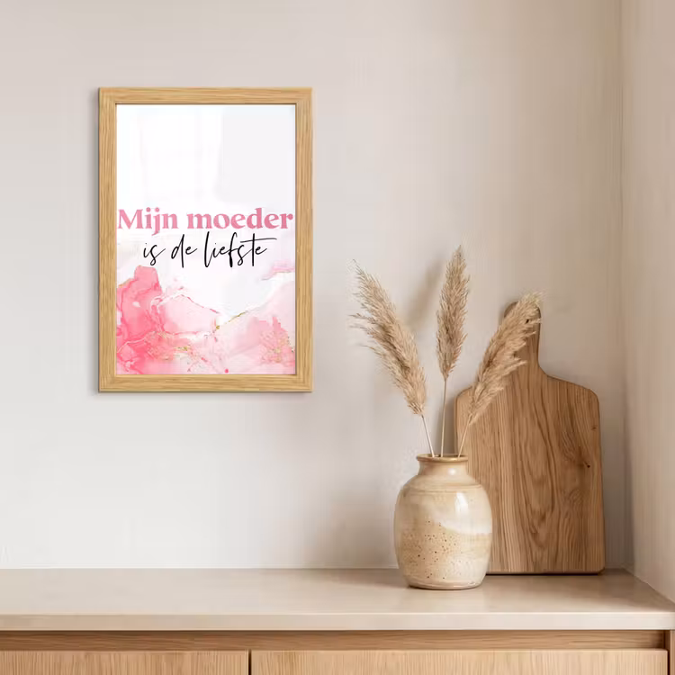 Poster met lijst - Quote - Mama - Mijn moeder is de liefste - Roze — 3