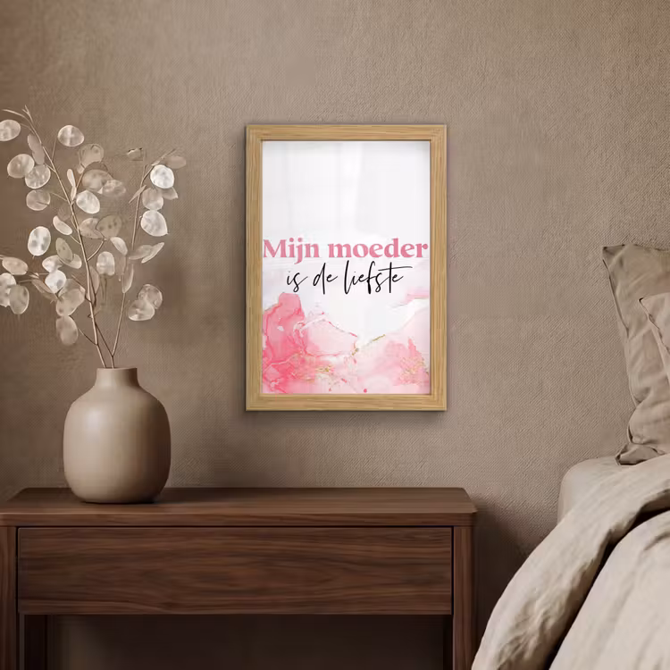 Poster met lijst - Quote - Mama - Mijn moeder is de liefste - Roze — 4