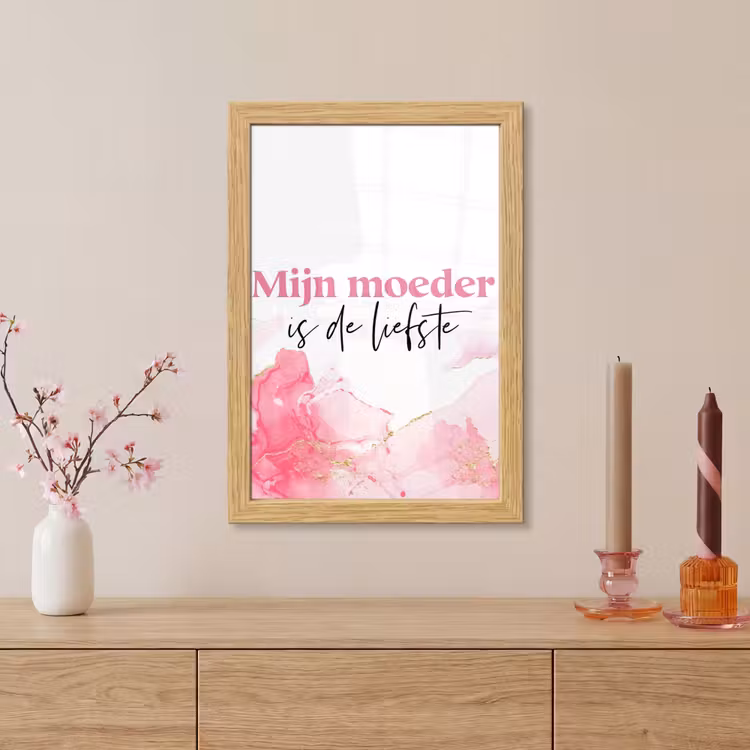 Poster met lijst - Quote - Mama - Mijn moeder is de liefste - Roze — 5