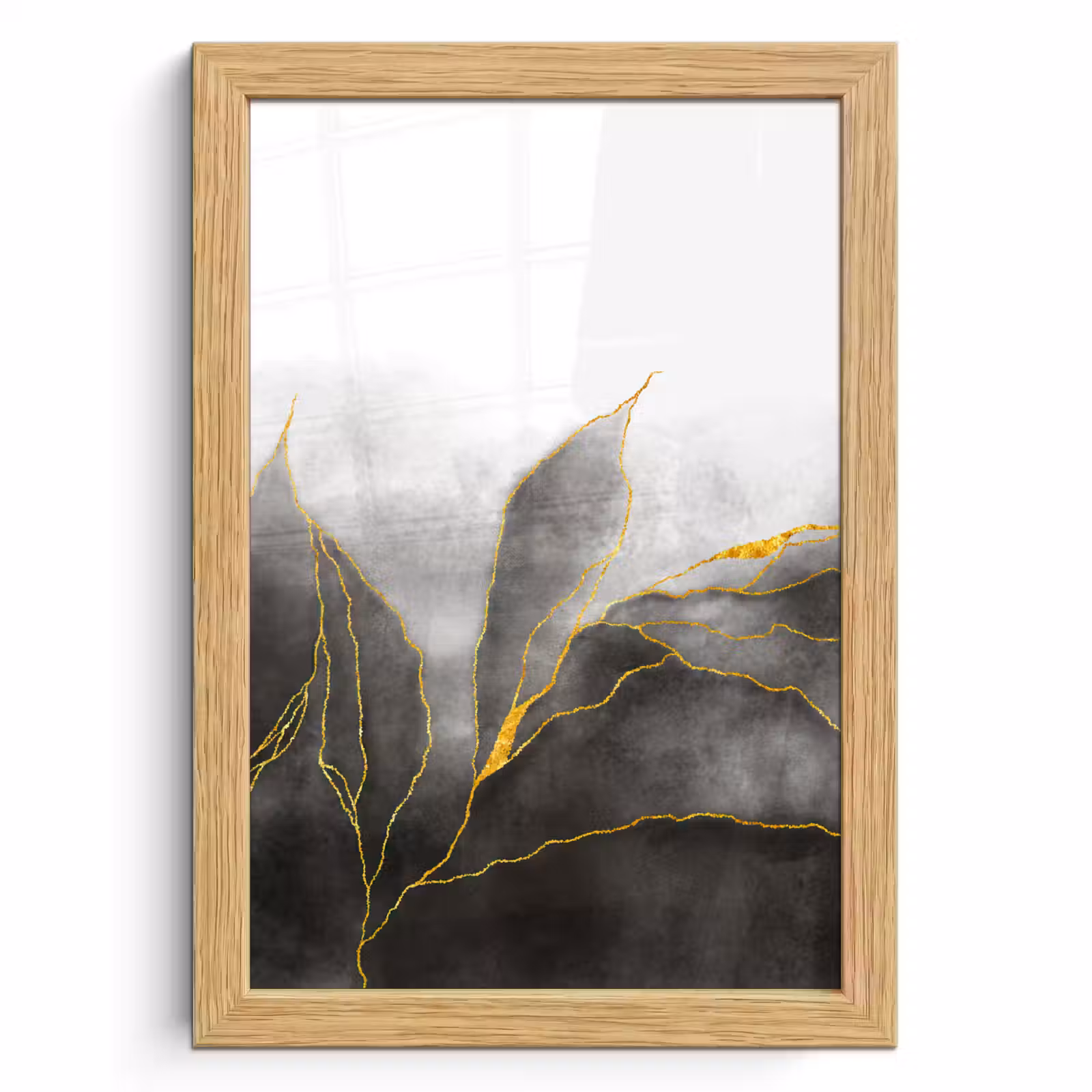 Poster met lijst - Marmer - Zwart - Goud - Luxe - Marmerlook — 1