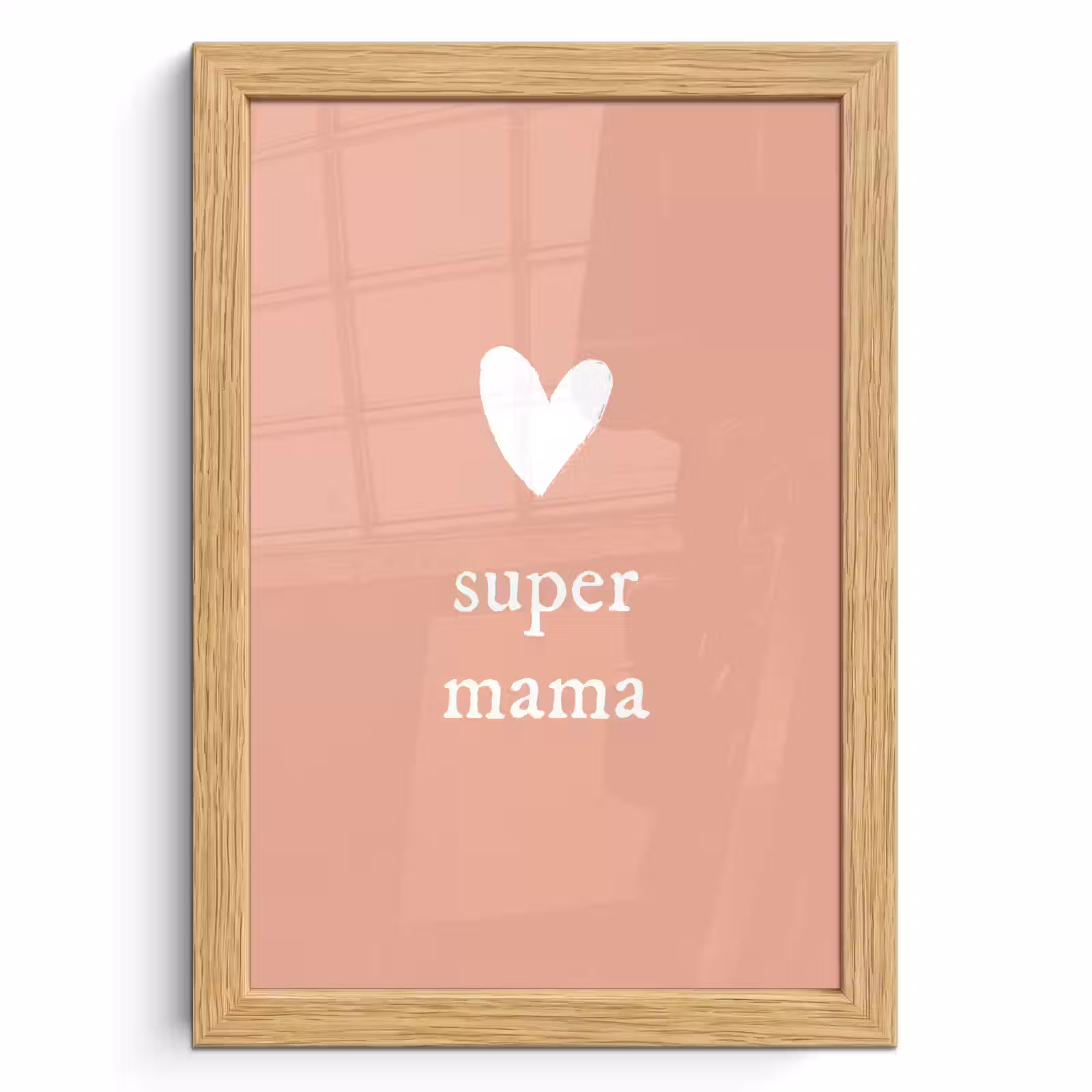 Poster met lijst - Presentje voor Moederdag super mama lichtroze/wit — 1