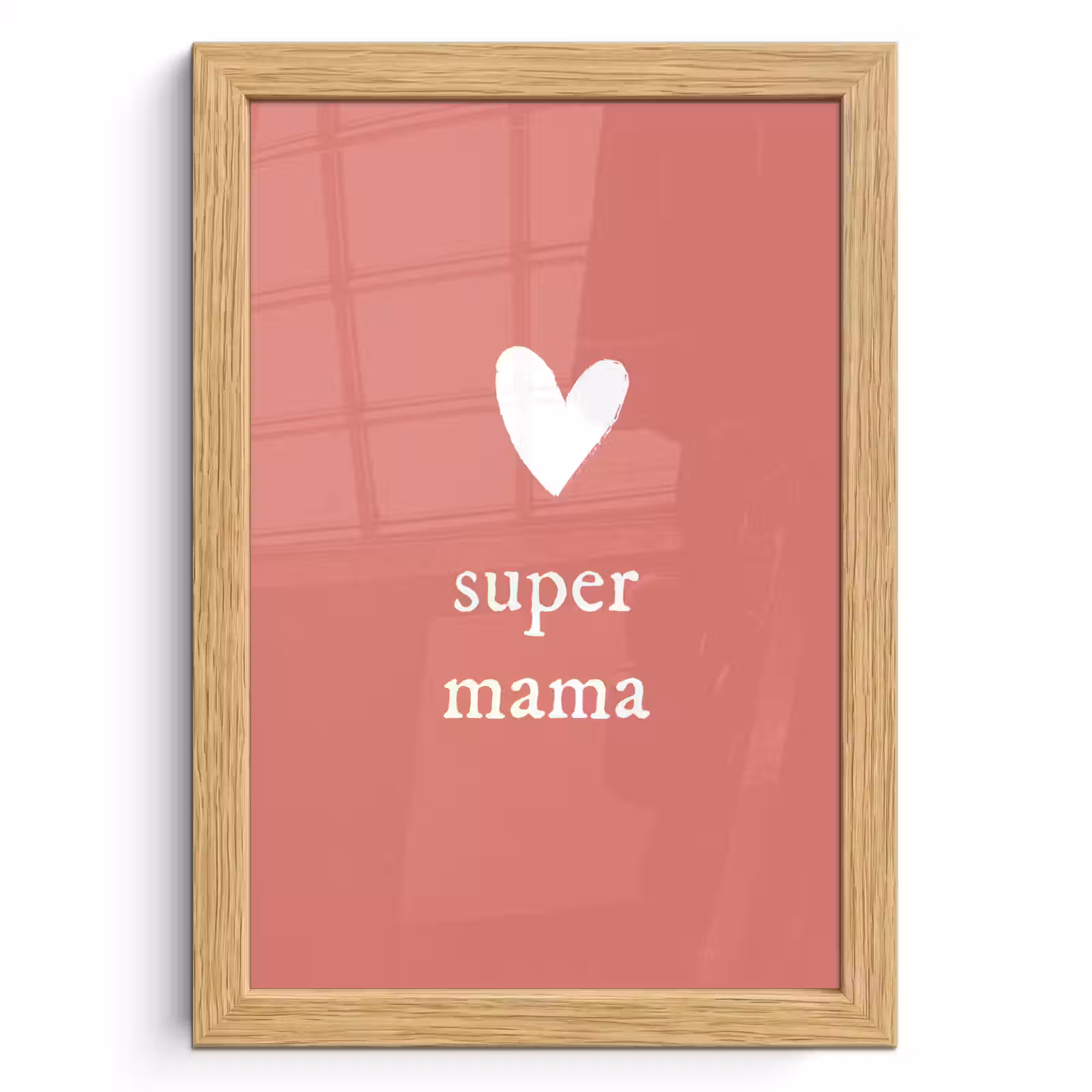 Poster met lijst - Presentje voor Moederdag super mama roze/wit — 1