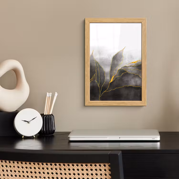 Poster met lijst - Marmer - Zwart - Goud - Luxe - Marmerlook — 2