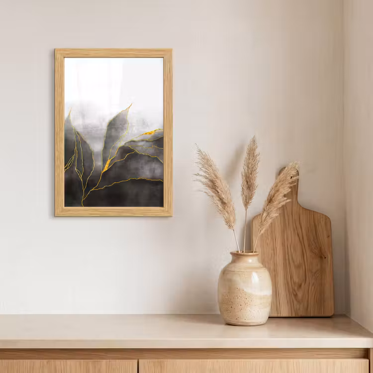 Poster met lijst - Marmer - Zwart - Goud - Luxe - Marmerlook — 3