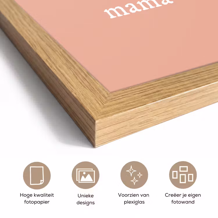 Poster met lijst - Presentje voor Moederdag super mama lichtroze/wit — 6