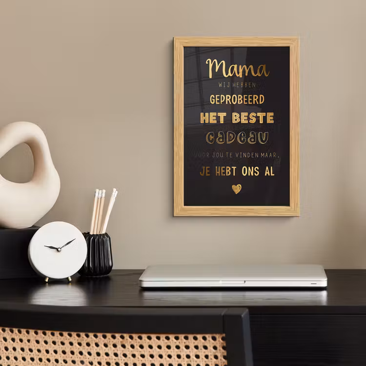 Poster met lijst - Spreuken - Quotes Mama Je Hebt Ons Al - Moeder - Moederdag cadeau voor mama - Goud — 2