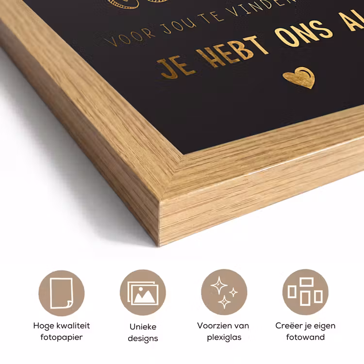 Poster met lijst - Spreuken - Quotes Mama Je Hebt Ons Al - Moeder - Moederdag cadeau voor mama - Goud — 6