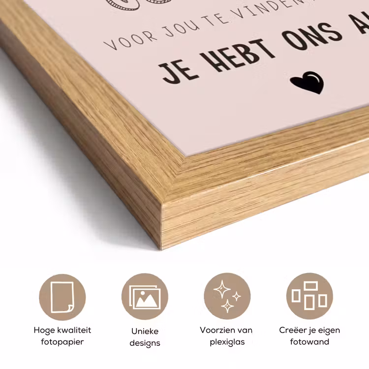 Poster met lijst - Spreuken - Quotes Mama Je Hebt Ons Al - Moederdag cadeau voor mama - Roze — 6