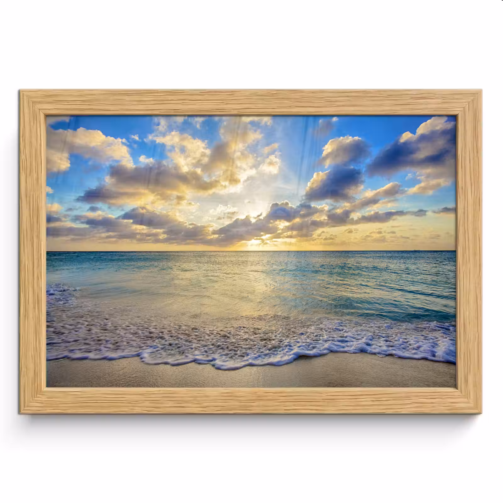 Poster met lijst - Zee - Strand - Wolken - Zon — 1