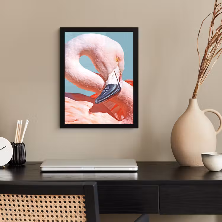 Poster met lijst - Close-up flamingo — 2