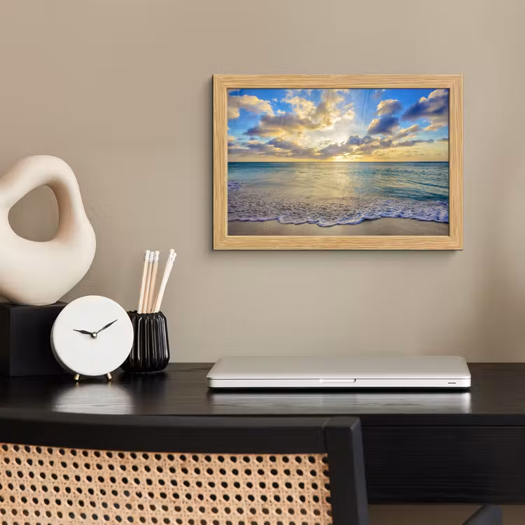Poster met lijst - Zee - Strand - Wolken - Zon — 2